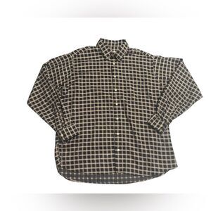 Men's 2000s BURBERRY LONDON Black Gold Check button down Dress Shirt X large